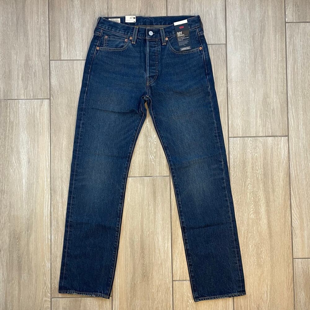 Levi’s 501 Original Fit Jeans Mens 31x32 Dark Wash Button Fly Straight Denim NWT
